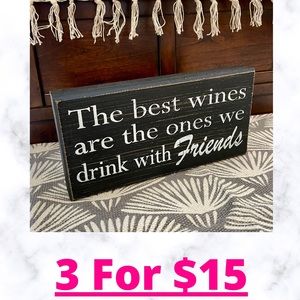 3/$15 Black and Ivory Wood Sign for Wine Decor